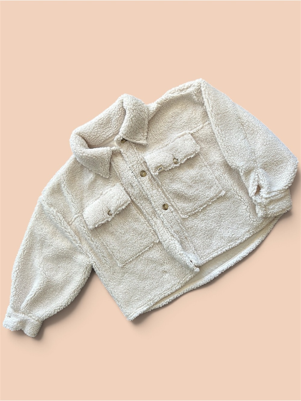 Lee All Over Sherpa Fleece Full-Zip Jacket Cream Large women's